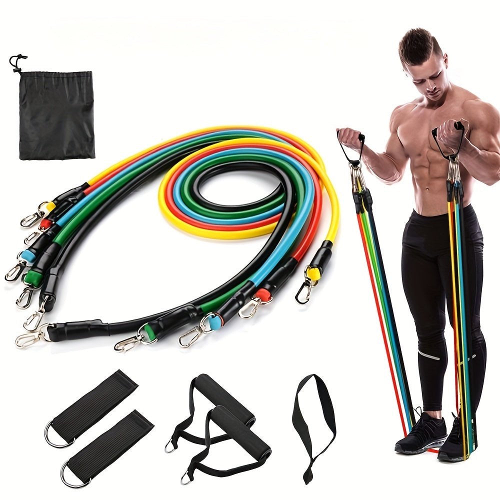 11Pcs TPE Resistance Bands Set, Resistance Bands with Door Anchor, Handles, Carry Bag, Legs Ankle Straps, Exercise Bands, Workout Bands for Home Gym, Fitness, Yoga & Pilates Suitable for Beginners